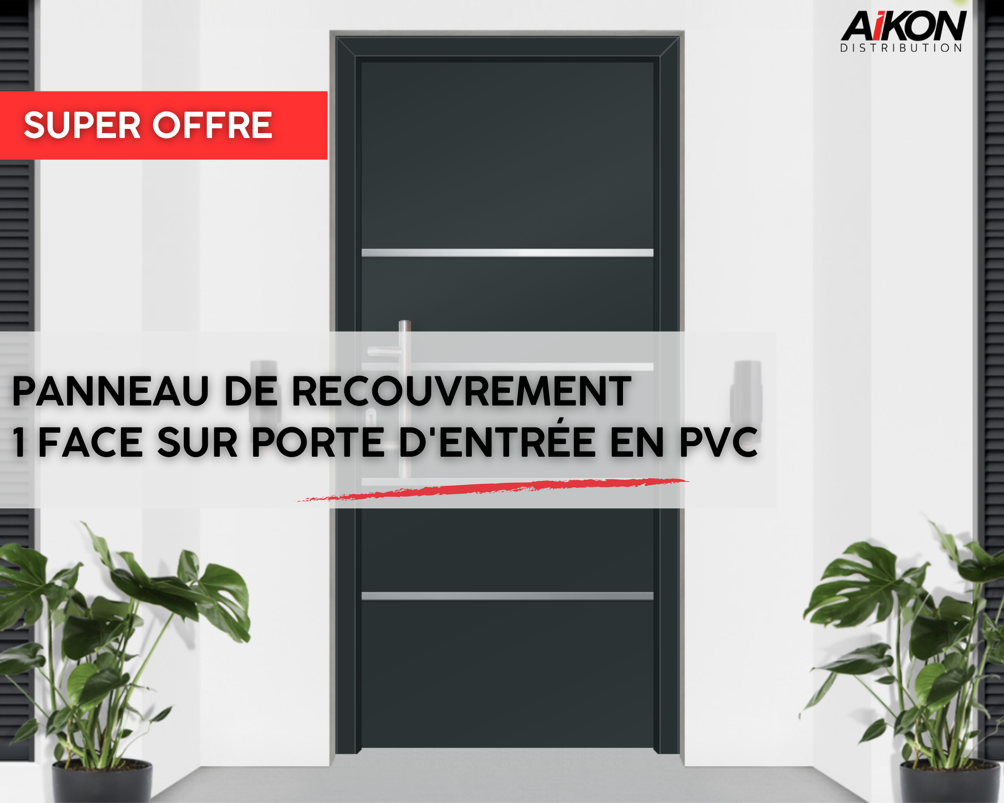 Panneau de recouvrement 1 face sur porte d'entrée en PVC